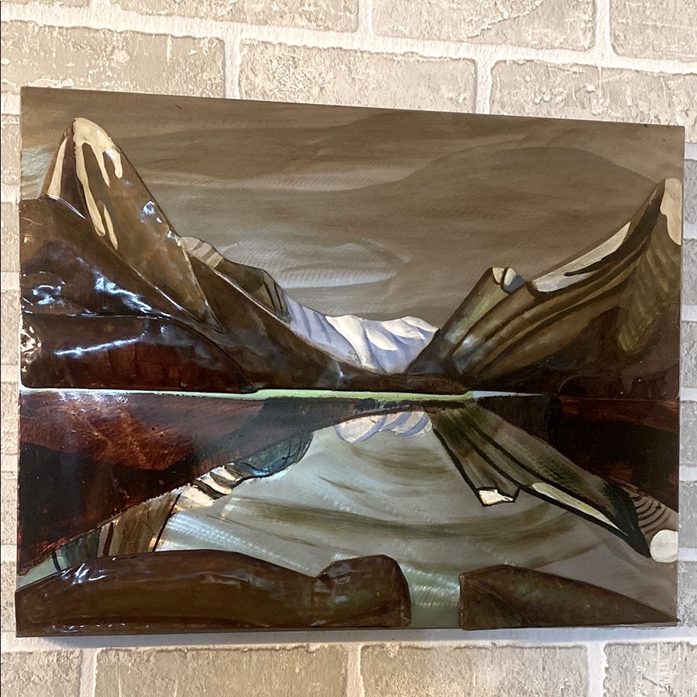 3D Mountain Landscape Wall Art in Brown and Gray